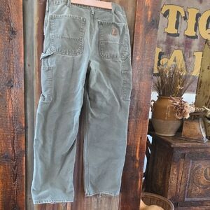 Men's Carhartt Work Pants in Olive Green DUNGAREE Fit 32x30